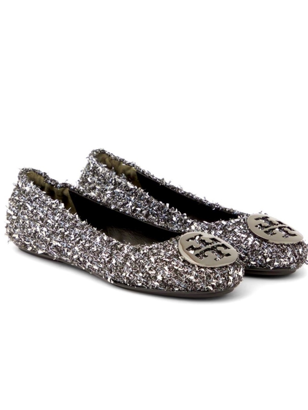 Tory Burch 🌸Tweed Ballet Flats in Black and Silver